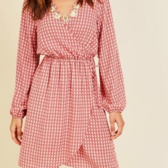 Modcloth Dresses & Skirts - ModCloth red print faux wrap dress size M